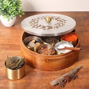 Wood Spice <b>Box</b> Kitchen Home Natural Acacia Wood Spice Keeper Attractive Design Wood Spice <b>Box</b> Best Price - Product Image 1