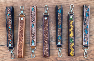 Prix usine fabricant en gros lanière en cuir usiné à la main bracelet porte-clés femmes de haute qualité en cuir de vache sangles de poignet - Product Image 4