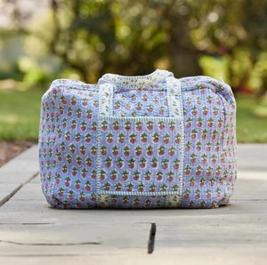 Bolsa de Viaje Acolchada con Estampado Floral, Cierre de Cremallera, Gran Capacidad, Tela de Algodón, Ligera y Ecológica - Product Image 1