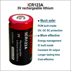 Long-Lasting 3V ICR123A <b>rechargeable</b> lithium batteries for <b>flashlight</b> camera Film camera Motion sensor Electronic lock - Product Image 3