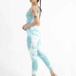 Customized Logo High Quality Lightweight Seamless Breathable Spandex <b>Polyester</b> <b>Tie</b> Dye Print 2 Piece Women Yoga Set - Product Image 4