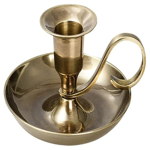 Porte-bougie classique en laiton doré antique, idéal pour les bougies coniques ou les bougies de table, décoration de Noël - Product Image 1