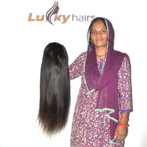 Perruque en cheveux indiens Remy non traités, sans traitement chimique, noir naturel, unité complète en dentelle, 100g, finition artisanale, pour femmes, à clipser/à tisser - Product Image 4