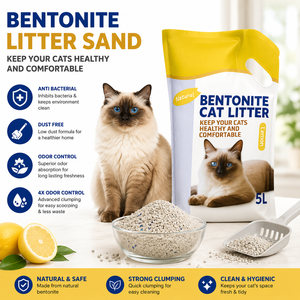 Litière pour chat en bentonite, agglomération rapide, contrôle des odeurs, litière pour chat, fournisseur en gros - Product Image 1