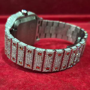 Montre de luxe classique et tendance pour homme, en acier inoxydable, avec cadran serti de diamants de laboratoire VVS, style rappeur, avec testeur de diamants Moissanite - Product Image 1