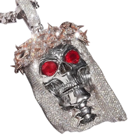 Collar con Colgante de Personaje de Moissanita en Plata de Ley 925 Chapada en Oro, Estilo Hip Hop, Personalizado con Temática de Halloween, Unisex
