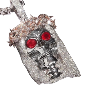 HipHop Jewelry Custom Halloween Themed Gold Plated 925 Sterling Silver Moissanite Character <b>Necklace</b> Pendant - Product Image 1