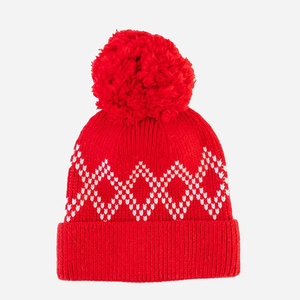 Bonnet unisexe décontracté en laine rouge et blanc, tendance hip-hop, chaud pour l'hiver, idéal pour l'extérieur, entièrement personnalisable, fabriqué par un fournisseur de qualité - Product Image 1
