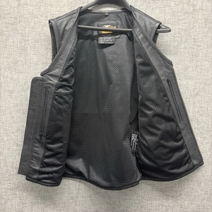 Men's Genuine <b>Leather</b> Motorcycle Vest Black Biker Waistcoat V Neck <b>Sleeveless</b> Riding <b>Jacket</b> with Mesh Lining Zipper Pockets - Product Image 3