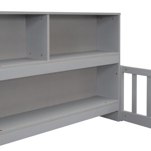 Cama Individual Gris con Estanterías y Barandillas, Cama Infantil con Almacenamiento Práctico y Características de Seguridad - Product Image 2