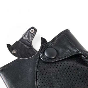 Gants de conduite pour femmes en cuir véritable, courts, marron foncé, avec fermeture éclair au poignet, franges et pompons, doublés, chauds pour l'hiver - Product Image 6
