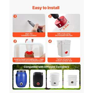 Kit d'alimentation automatique par gravité en acier robuste, résistant aux intempéries, pour poulets, 4 ports, sans gaspillage, couvercle d'alimentation pour volailles, comprend une scie d'étanchéité - Product Image 5