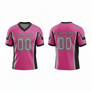 Maillot d'entraînement de football américain personnalisé pour adultes, manches courtes, respirant, option grande taille, 100 % polyester, col en V - Product Image 2