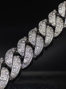 Collar de Lujo de Plata 925 con Baño de Rodio, Cadena Cubana con Micro Pavé de Moissanita, Joyería Unisex para Fiestas - Product Image 2