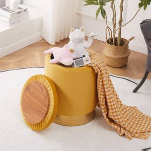 Pouf contenitore moderno da 23Qt con base in metallo, poggiapiedi in velluto, sgabello multifunzionale per toeletta, sedia con seduta ottimale - Product Image 4