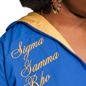 Sigma Gamma Rho Sorority Inc Reversible Windbreaker Women Blue Gold Lightweight <b>Zip</b> <b>Up</b> <b>Jacket</b> Casual Outerwear - Product Image 4