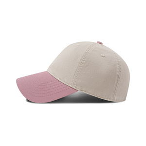 Unisex 6-Panel Baseball Cap Two-Tone Beige Pink Cotton Adjustable Casual Hat Solid Color Washed Finish - Product Image 6