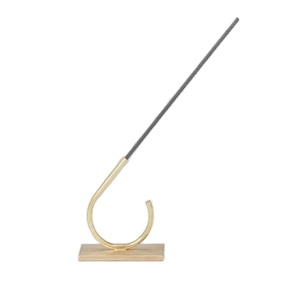 Soporte de incienso curvo de metal dorado, decoración moderna de lujo, quemador de incienso elegante, accesorio de mesa hecho a mano para meditación - Product Image 1