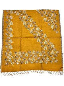 Chal de lana para mujer con estampado de hojas, bufanda larga azul marino para uso diario en invierno - Product Image 6