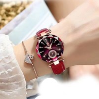 Poedagar 719 Damen Quarzuhr mit Lederarmband Elegante Damen-Armbanduhr Wasserdicht Modische Casual-Armbanduhr für Frauen