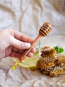 Personalized Lavender Wood Resin Honey Dipper & Spoon Eco-Friendly Long Handle Camping <b>Gift</b> with Engraving Option - Product Image 2