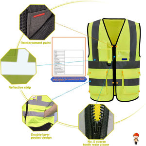 Gilet de sécurité réfléchissant haute visibilité imperméable avec logo personnalisable, norme ANSI Classe 1 EN ISO 20471 Classe 2 pour usage en construction - Product Image 5
