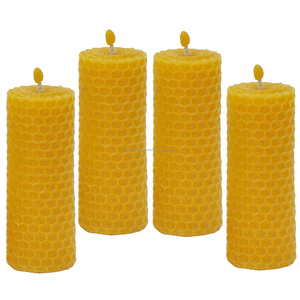 Premium Textured Yellow Beeswax Pillars – Sustainable Chemical-Free Home Decor Single Unit - Product Image 6
