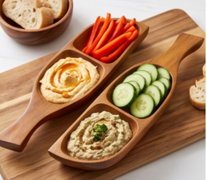 Assiettes de service en bois faites à la main, forme irrégulière, design minimaliste, finition polie, couleur unie, pour la maison et les restaurants - Product Image 3