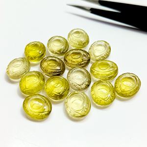 หินควอตซ์เลมอนธรรมชาติแกะสลักลายตาปีศาจสำหรับทำเครื่องประดับ ขนาด 12 มม. หินควอตซ์เลมอนรูปทรงแฟนซี ลูกปัดหินบริอเล็ตจำนวนมาก - Product Image 2