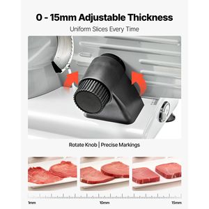Rebanadora Eléctrica de 8.6 Pulgadas y 200W, Certificada por ETL, Picadora de Carne, Dos Cuchillas SUS420, Grosor Ajustable de 0-0.6 Pulgadas - Product Image 4
