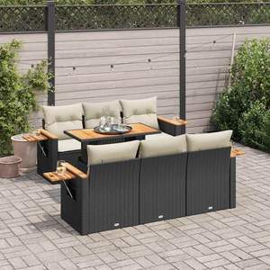 Conjunto de Sofás de Jardín de Ratán PE Negro con Patas Ajustables Grandes, Sofás de Jardín Ajustables - Product Image 1