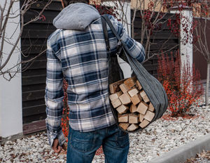 Sac de transport en cuir pour bûches de bois de chauffage, sac fourre-tout en cuir avec poignée pour camping, format OEM - Product Image 2