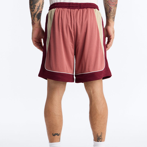 Custom <b>Men's</b> <b>Red</b> Mesh Bermuda <b>Shorts</b> With White Side Stripe Drawstring Waist Mid Rise Breathable Polyester Casual Sport <b>Shorts</b> - Product Image 2