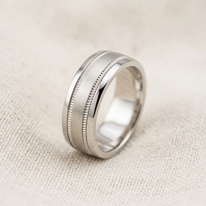 925 Silver Rhodium Plated Classic Wedding <b>Ring</b> Milgrain Inlay Band Wide Comfort Fit <b>for</b> <b>Men</b> Women - Product Image 4
