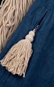 Sac fourre-tout bohème à perles avec pompons, sac à bandoulière en toile de coton pour femme, sac à main style bohème - Product Image 2