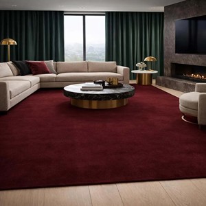 Solid Burgundy Area Rug Modern Hand Tufted Wool Rug Plush Soft Living Room Carpet Luxury Minimalist Bedroom <b>Floor</b> Rug Home Decor - Product Image 2