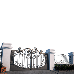 Puertas Dobles Modernas de Hierro Forjado 100% Hechas a Mano, Puerta Exterior para Patio, Hotel, Villa, Diseño CAD Personalizado, Modelado 3D - Product Image 4