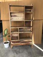 Bibliothèque en bois massif, étagère rustique en bois grainé, meuble de rangement sur pied pour salon, école, bureau