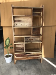<b>Solid</b> <b>Wood</b> <b>Bookcase</b> Rustic Grain Wooden Bookshelf Floor Standing Storage Rack for Living Room School Office - Product Image 2