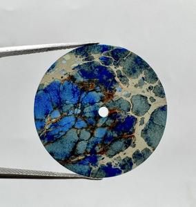A K Gems Pierre précieuse Jaspe sédimentaire bleu pour cadran de montre, ronde de 28 mm, épaisseur 0,70 mm, trou central de 2 mm, coupe plate, pierre en vrac pour la fabrication de montres - Product Image 4