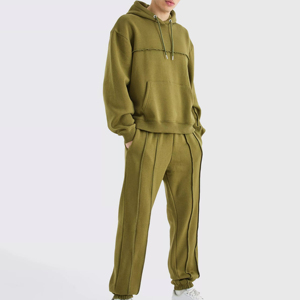 Ensemble de survêtement décontracté pour homme, coupe régulière, à capuche, respirant, écologique, extensible dans les quatre sens, avec sweat-shirt et pantalon de jogging, vente en gros - Product Image 1