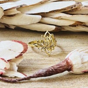 Luxury Design Lotus <b>Ring</b> Boho Brass <b>Rings</b> For Women 18k Gold Plated Floral <b>Statement</b> Jewelry Wholesale/OEM/ODM - Product Image 5