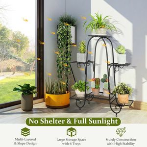 Support pour plantes à 6 niveaux réglables avec patins pour meubles et décoration intérieure - Product Image 5