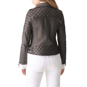 OuteWholesale New Arrival Cheap Price Women Motorcycle Leather Jacket High Quality Custom Design Embroidery Button Fashionable - Product Image 3