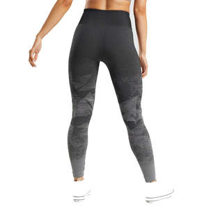 Wholesale Seamless Solid Elastic <b>Waist</b> Yoga <b>Leggings</b> High Compression Lightweight Breathable Gym Tights Custom Private Label - Product Image 3