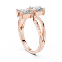 Bague de fiançailles et de mariage en moissanite taille princesse, plaquée or 14 carats et rhodium, design géométrique, bague romantique pour femme