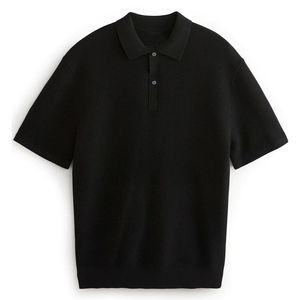 Chemise Homme Noire Unie en Toile Infroissable à Manches Courtes Respirante Décontractée pour l'Été, le Golf et le Tennis - Product Image 5