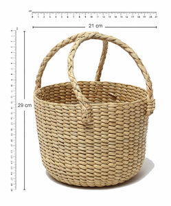 Eco Friendly Handmade Seagrass Round Basket with Double Handles for Home Decor Kitchen Pantry Indoor Outdoor - Product Image 2