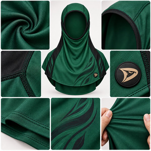 Hijab Deportivo Modesto, Elástico en 4 Direcciones, con Estampado de Letras, Antideslizante, para Entrenamiento, Personalizable OEM, UPF50+, Secado Rápido - Product Image 6