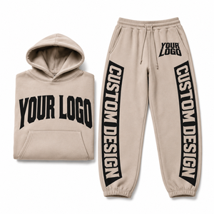 Survêtement streetwear oversize avec logo imprimé personnalisé, poche kangourou, poignets côtelés, tissu polaire doux, vente en gros - Product Image 4
